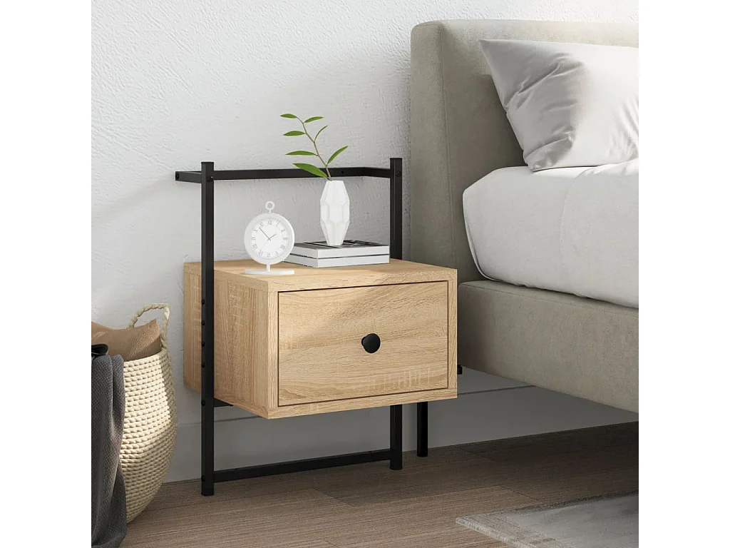 Table de chevet murale chêne sonoma 35x30x51 cm QPD77811