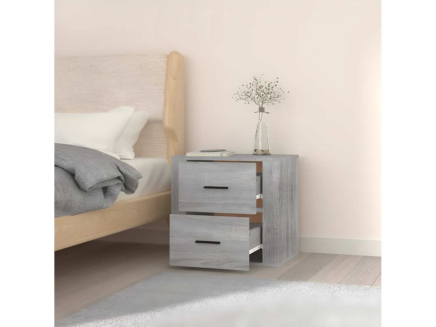Table de chevet murale Sonoma gris 50x36x47 cm KEFWE13758