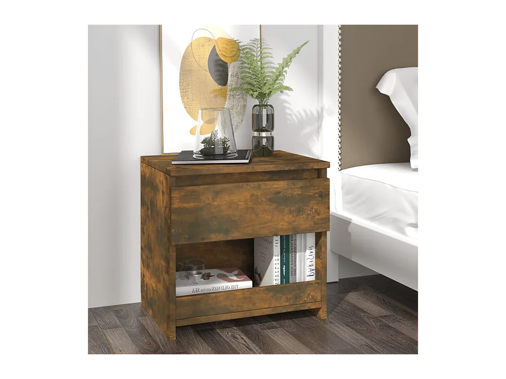 Table de chevet Chêne fumé 40x30x39 cm Bois d'ingénierie KEFWE75664