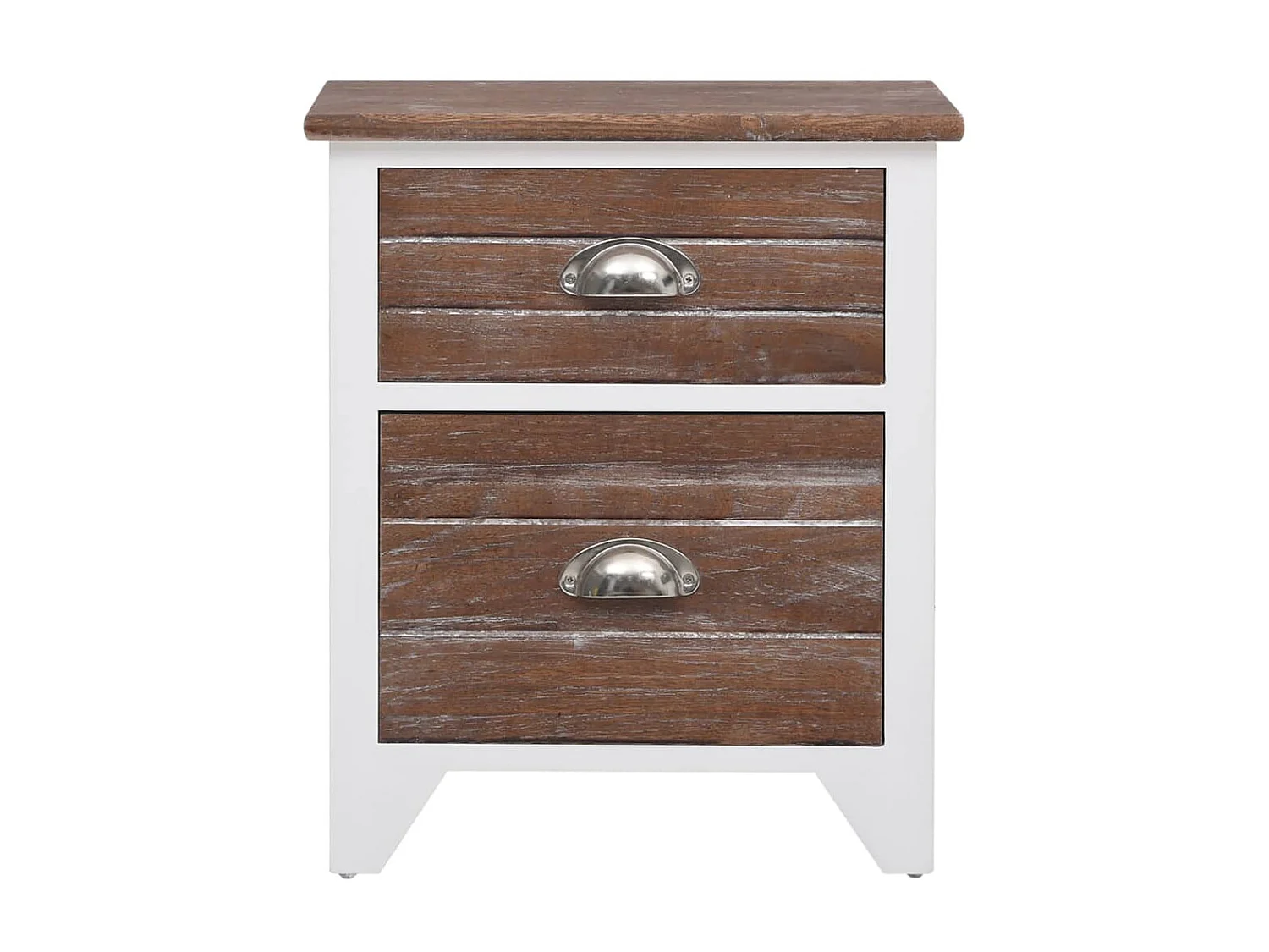 Mesa de cabeceira com 2 gavetas 2 pcs castanho e branco PT77963