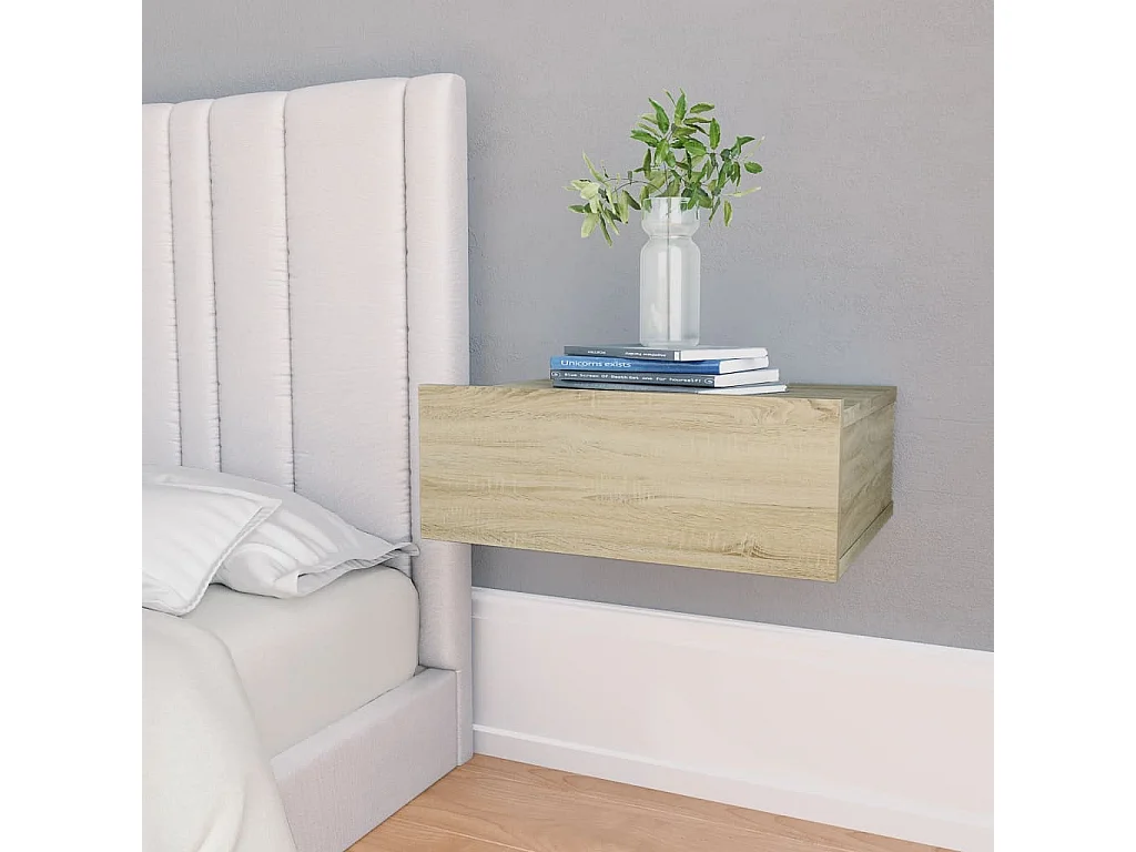 Table de chevet flottante Chêne sonoma 40x30x15 cm Aggloméré KEFWE57617