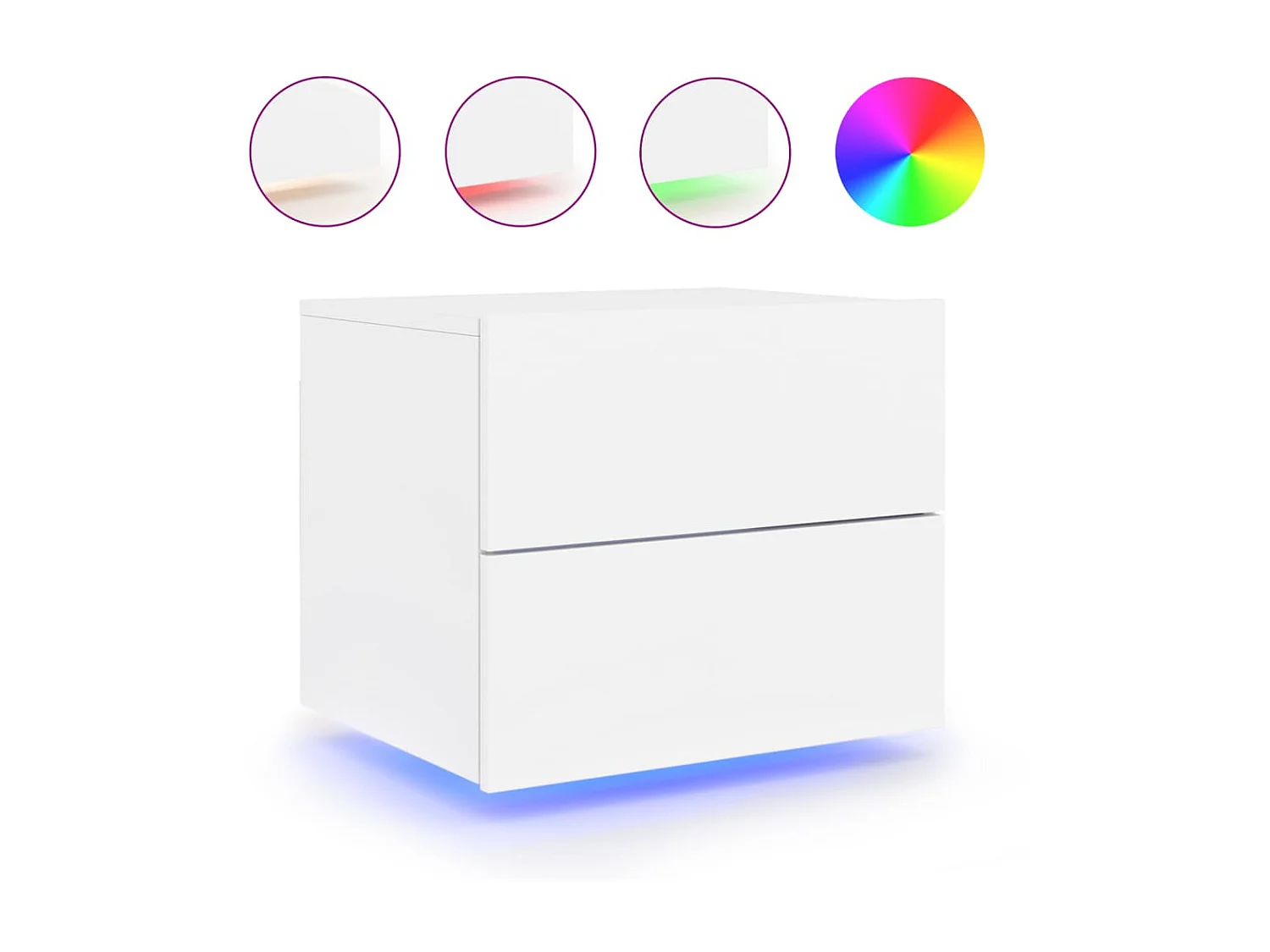 Table de chevet murale avec lumières LED blanc KEFWE62667