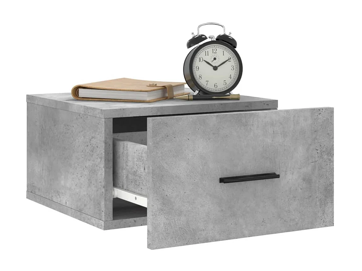 Table de chevet murale gris béton 35x35x20 cm QPD11112