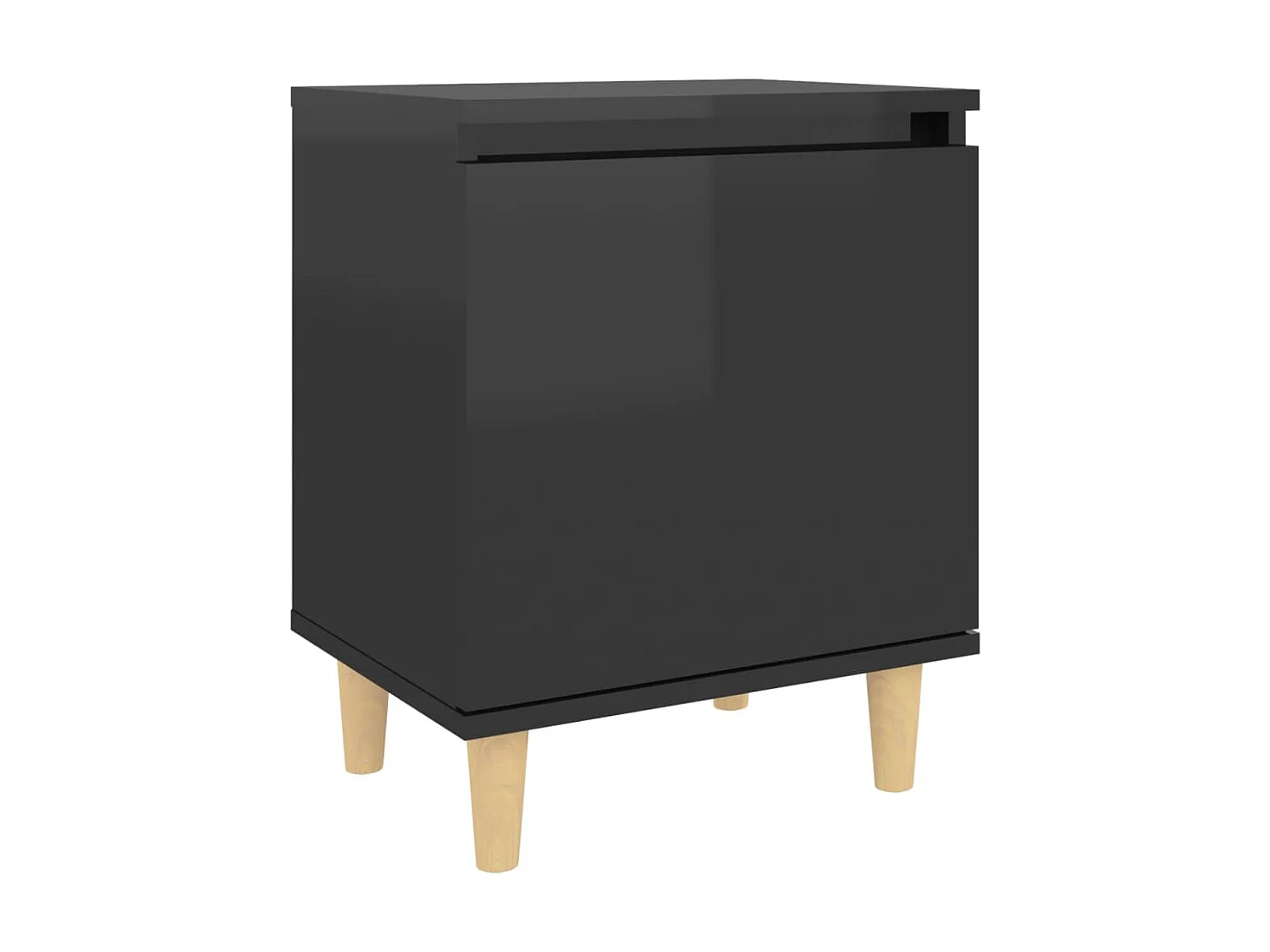 Nachtkastje met houten poten 40x30x50 cm hoogglans zwart NL53112