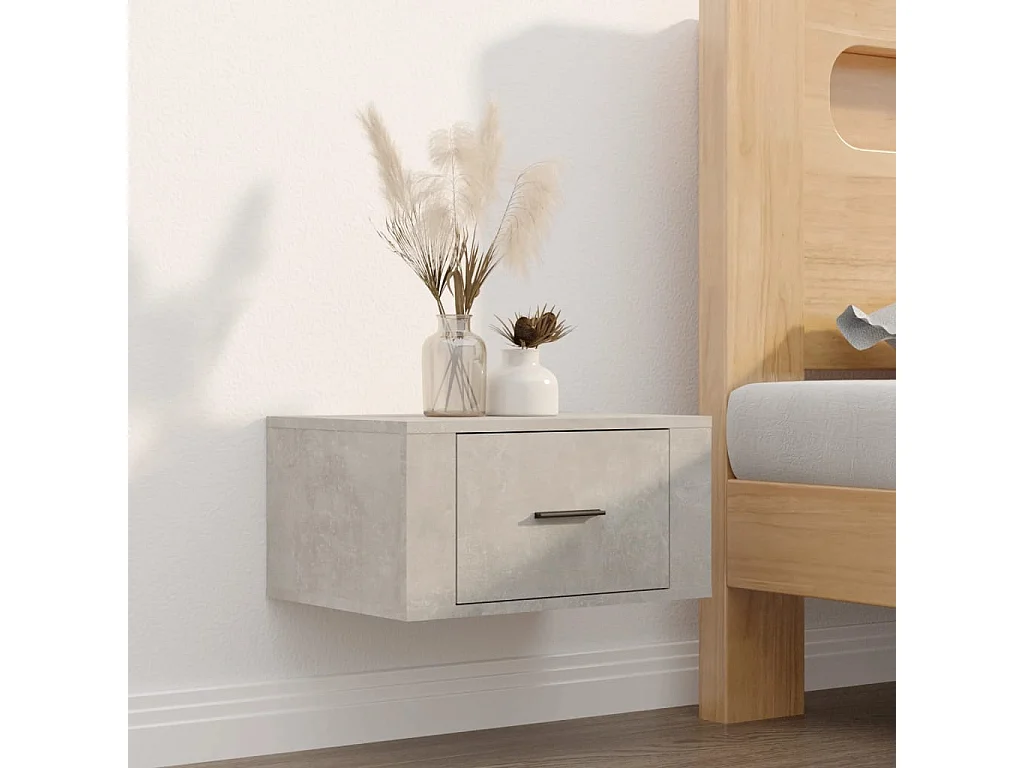 Table de chevet murale Gris béton 50x36x25 cm KEFWE64736