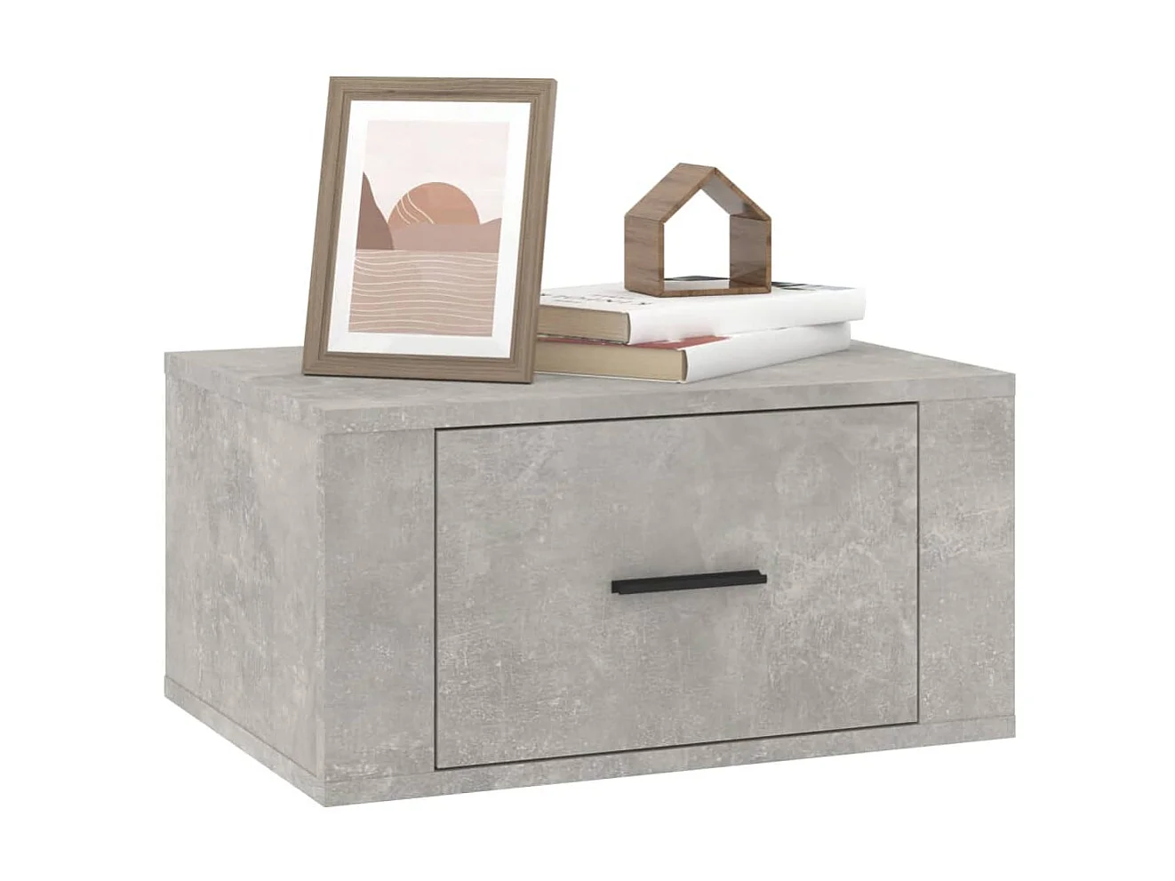 Table de chevet murale Gris béton 50x36x25 cm KEFWE64736