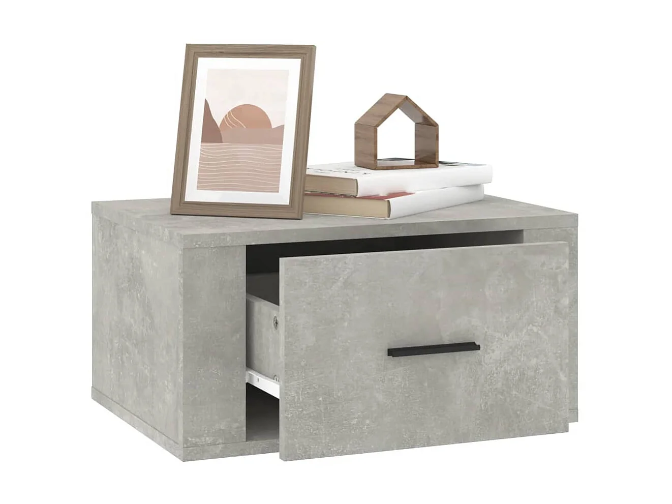 Table de chevet murale Gris béton 50x36x25 cm KEFWE64736