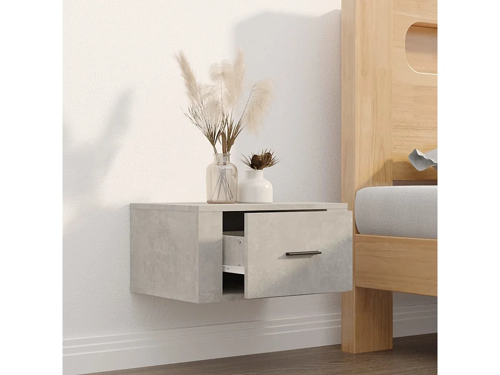 Table de chevet murale Gris béton 50x36x25 cm KEFWE64736