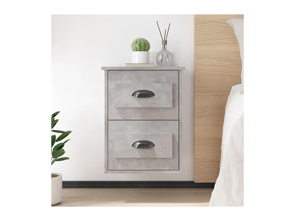 Table de chevet murale gris béton 41,5x36x53 cm KEFWE28515