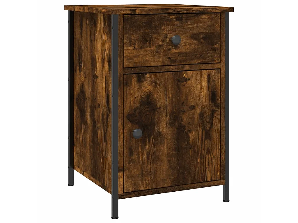 Table de chevet chêne fumé 40x42x60 cm bois d'ingénierie QPD71175