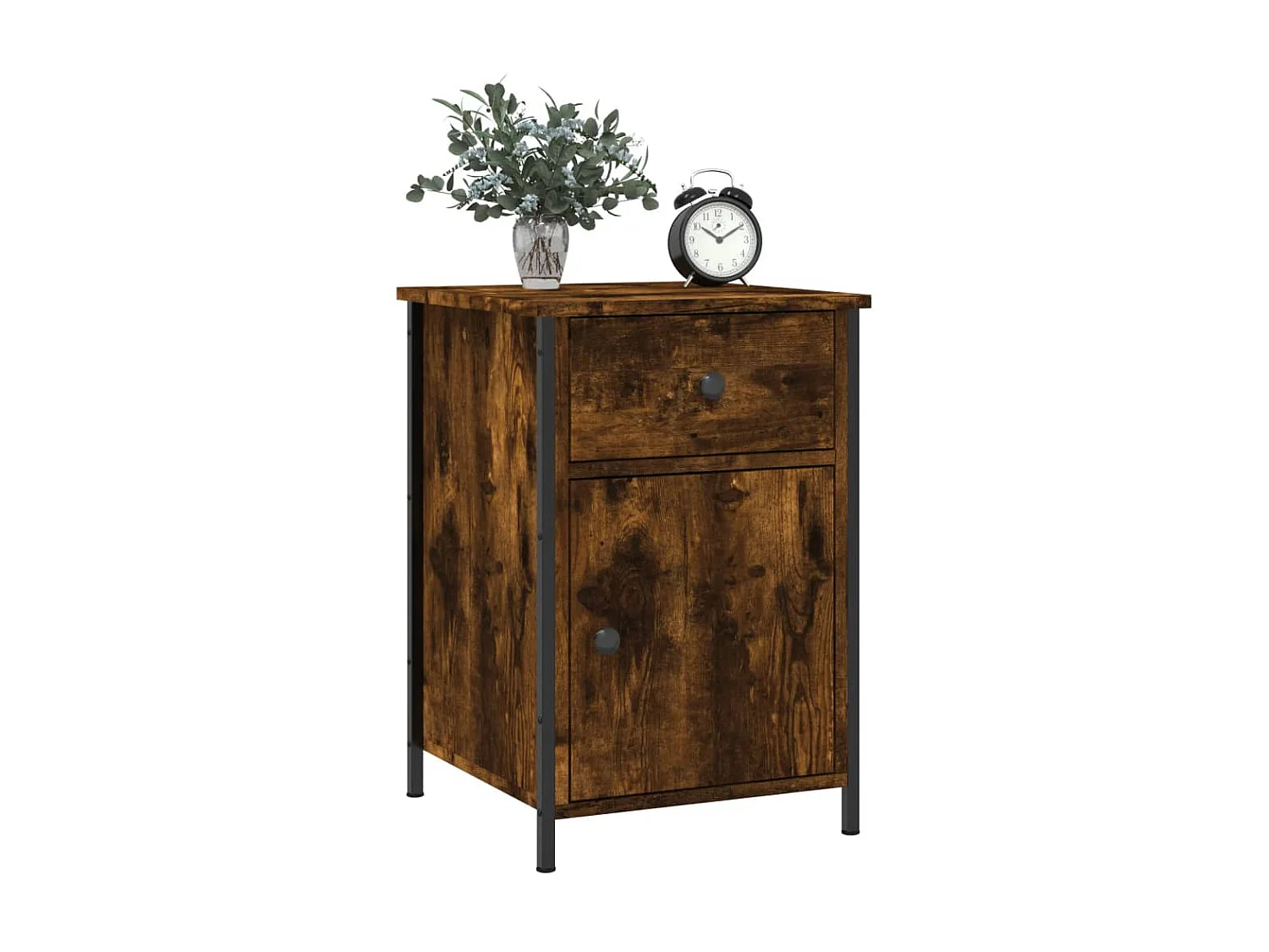 Table de chevet chêne fumé 40x42x60 cm bois d'ingénierie QPD71175