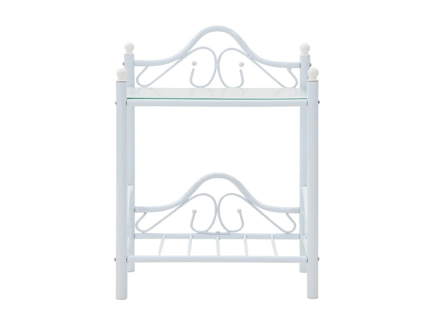 Mesas cabeceira 2 pcs aço e vidro temperado 45x30,5x60cm branco PT29075