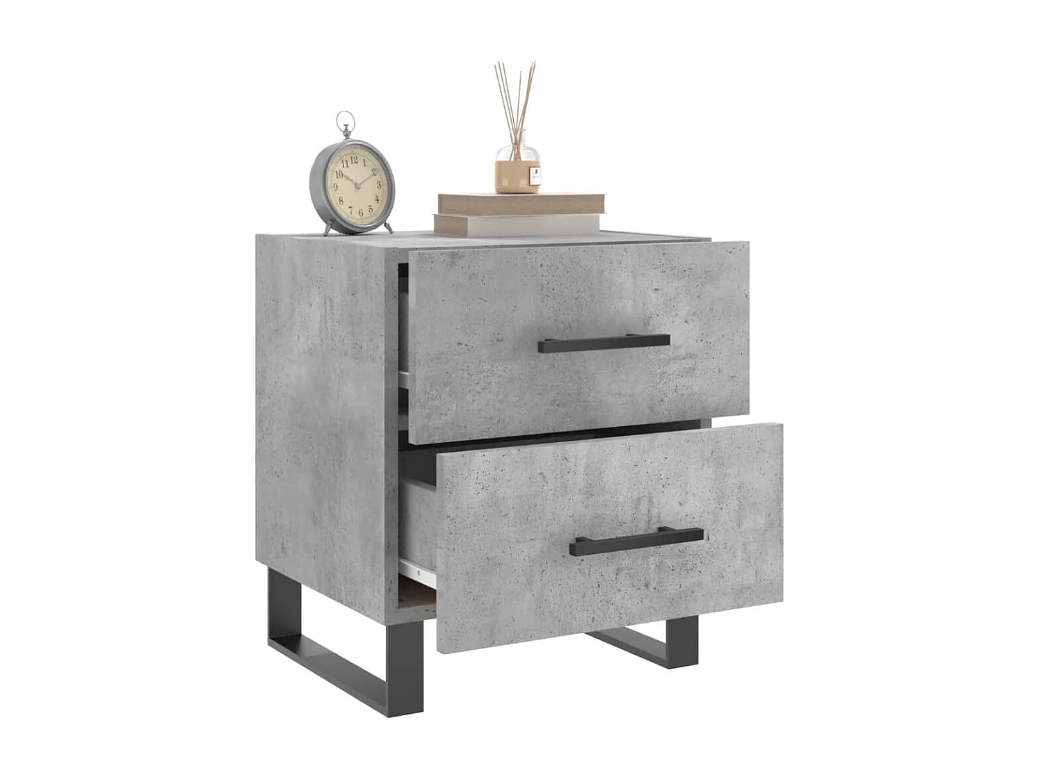 Table de chevet gris béton 40x35x47,5 cm bois d'ingénierie QPD50719