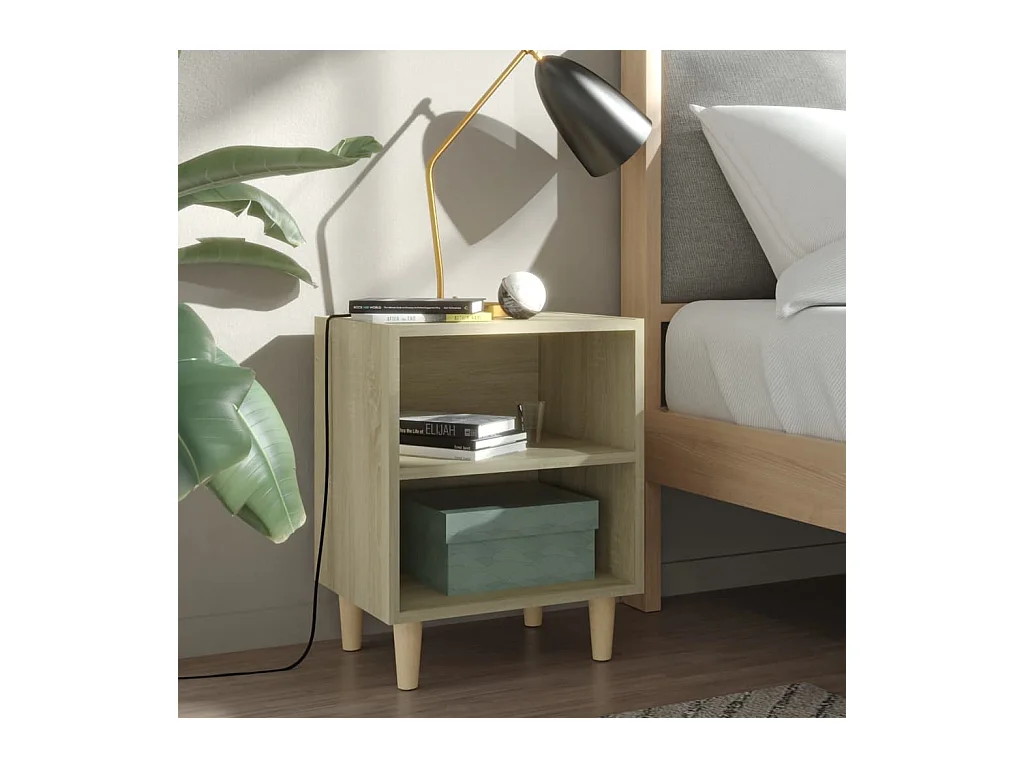Nachtkastje met houten poten 40x30x50 cm sonoma eikenkleurig NL38510