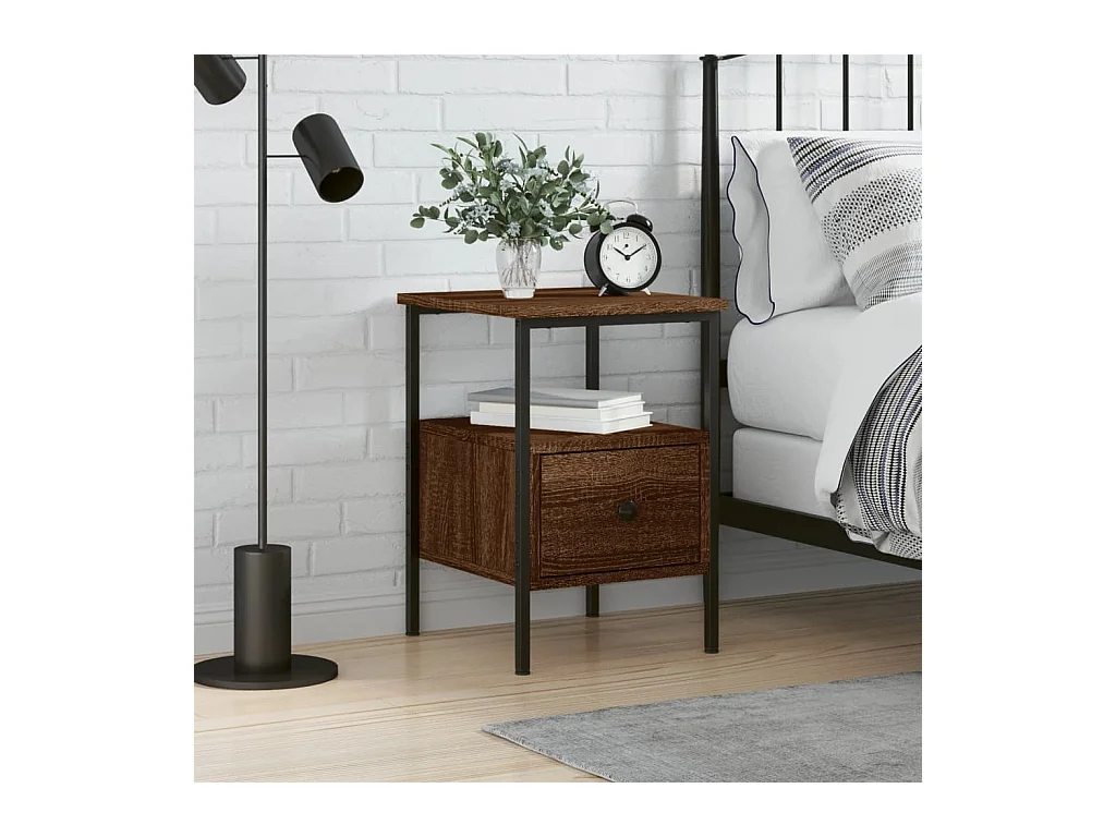Table de chevet chêne marron 34x36x50 cm bois d'ingénierie QPD51342