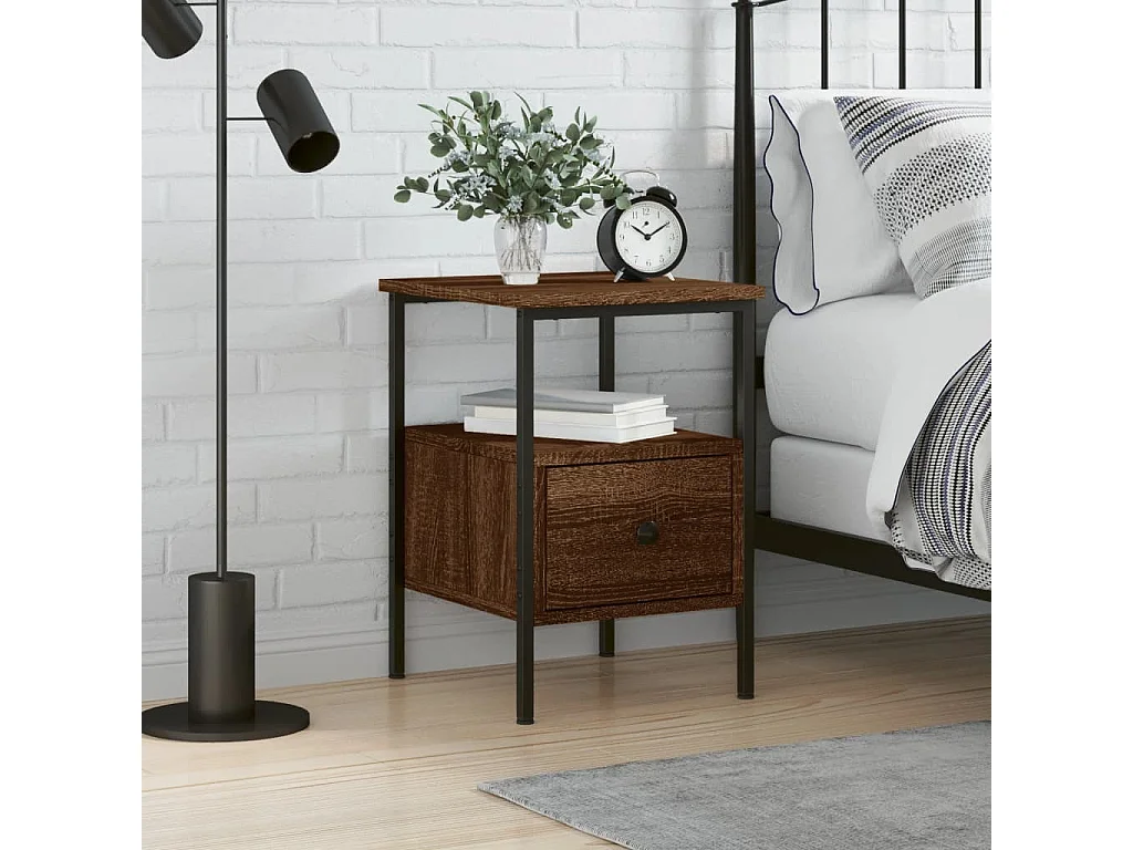Table de chevet chêne marron 34x36x50 cm bois d'ingénierie QPD51342