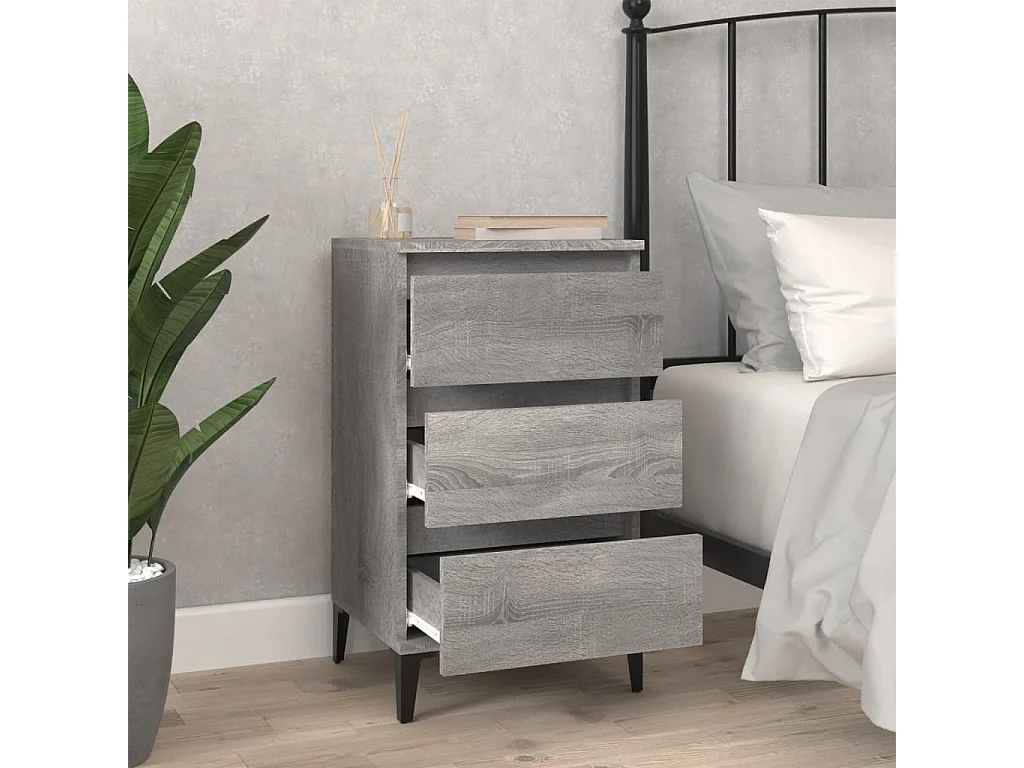 Mesa de cabeceira 40x35x70 cm derivados madeira cinza sonoma PT73212