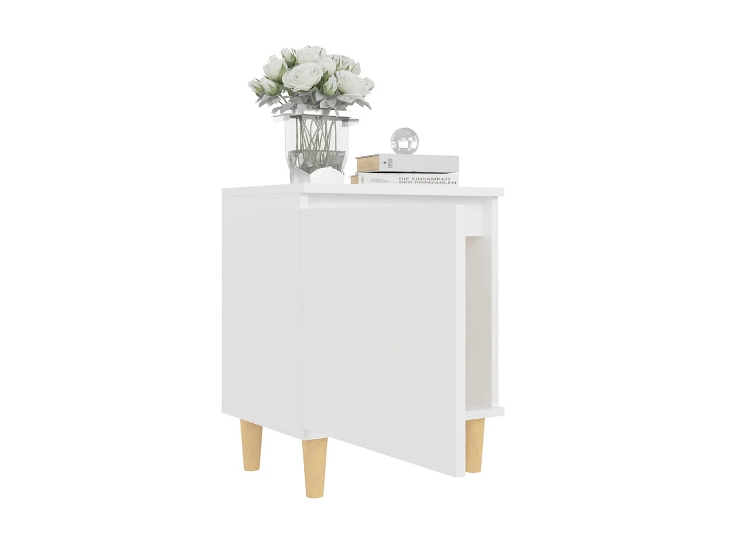 Table de chevet avec pieds en bois massif Blanc 40x30x50 cm KEFWE54130