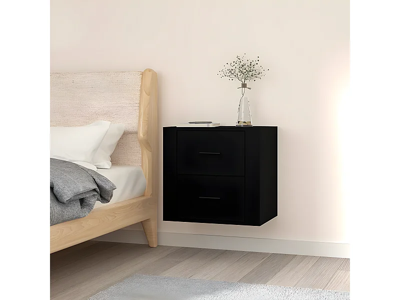 Mesita de noche de pared negro 50x36x47 cm ES82189