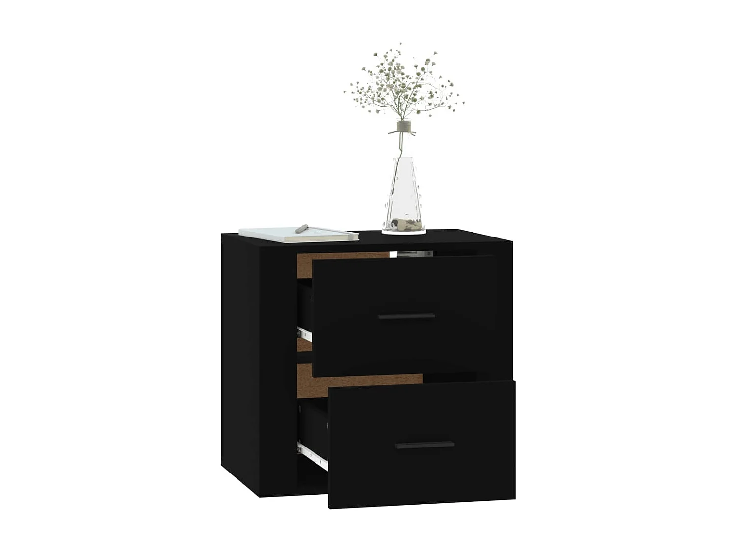 Mesita de noche de pared negro 50x36x47 cm ES82189