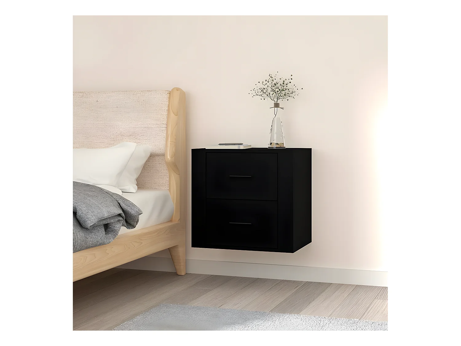 Table de chevet murale Noir 50x36x47 cm KEFWE51000
