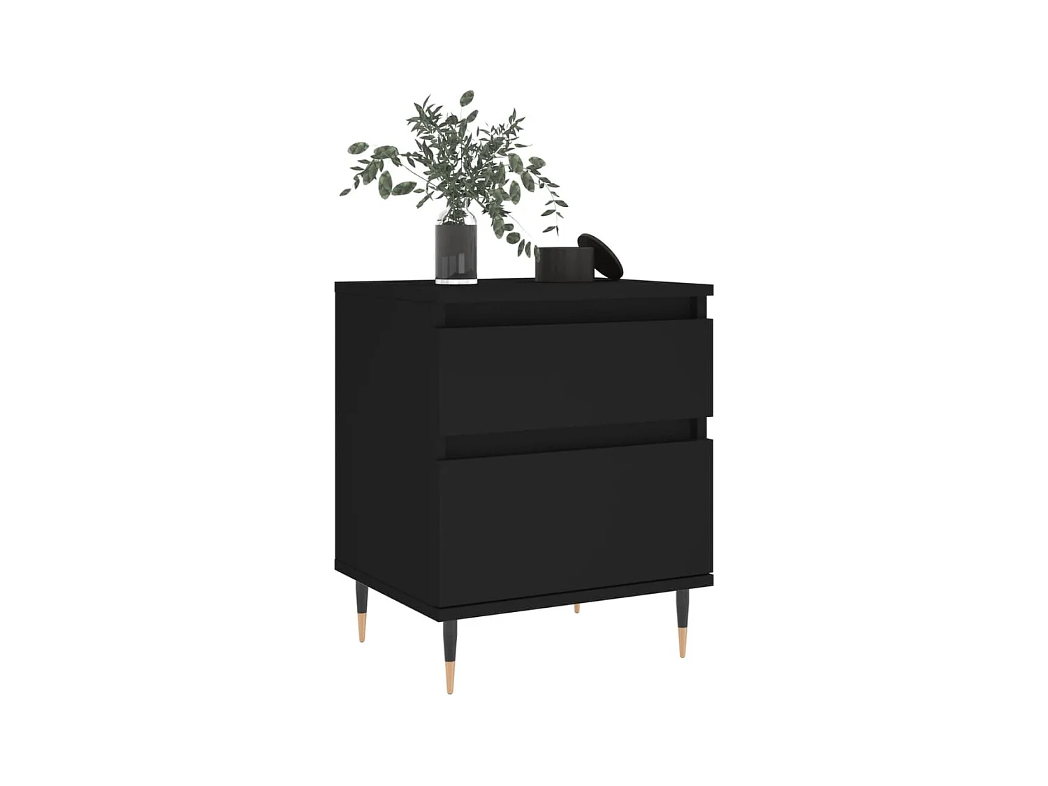 Mesita de noche madera contrachapada negro 40x35x50 cm ES39687