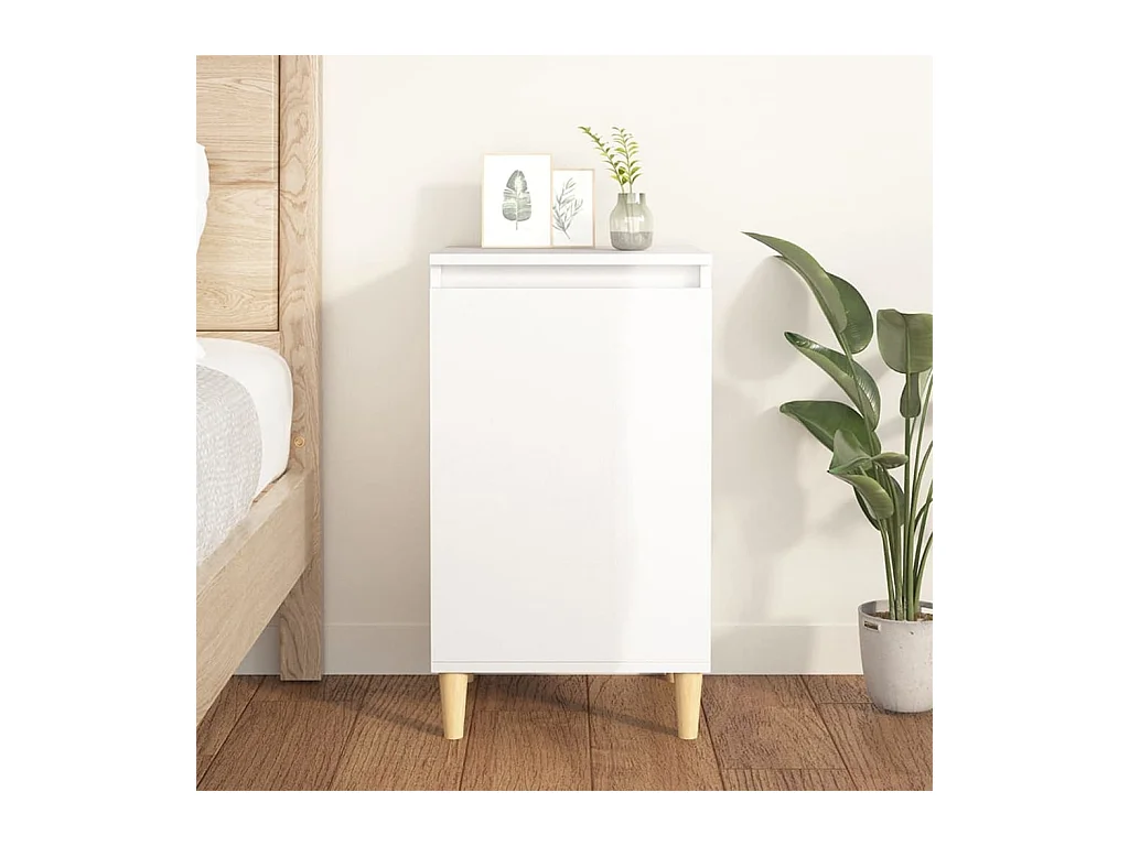 Table de chevet blanc brillant 40x35x70 cm bois d'ingénierie KEFWE92746