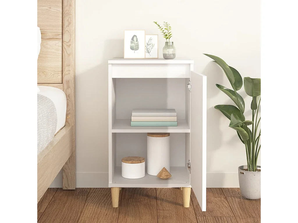 Mesa de cabeceira 40x35x70cm derivados madeira branco brilhante PT71730