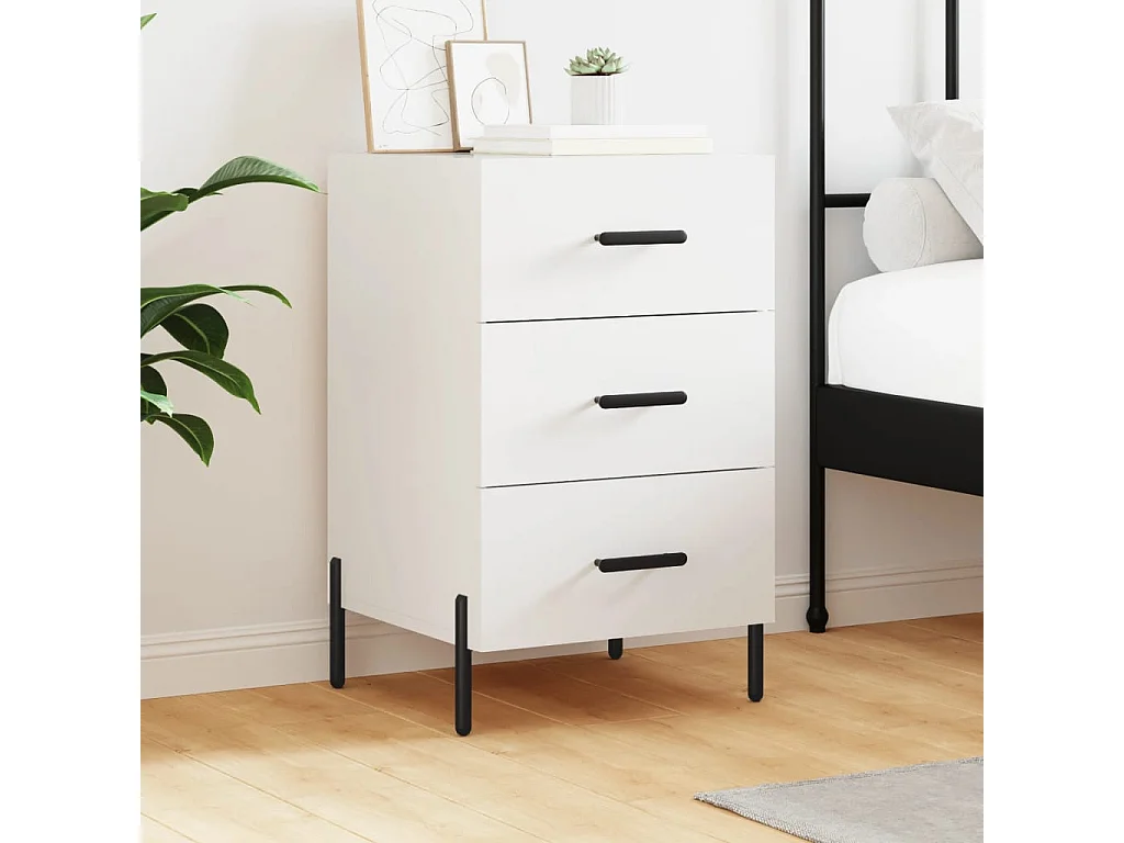 Table de chevet blanc 40x40x66 cm bois d'ingénierie QPD93502