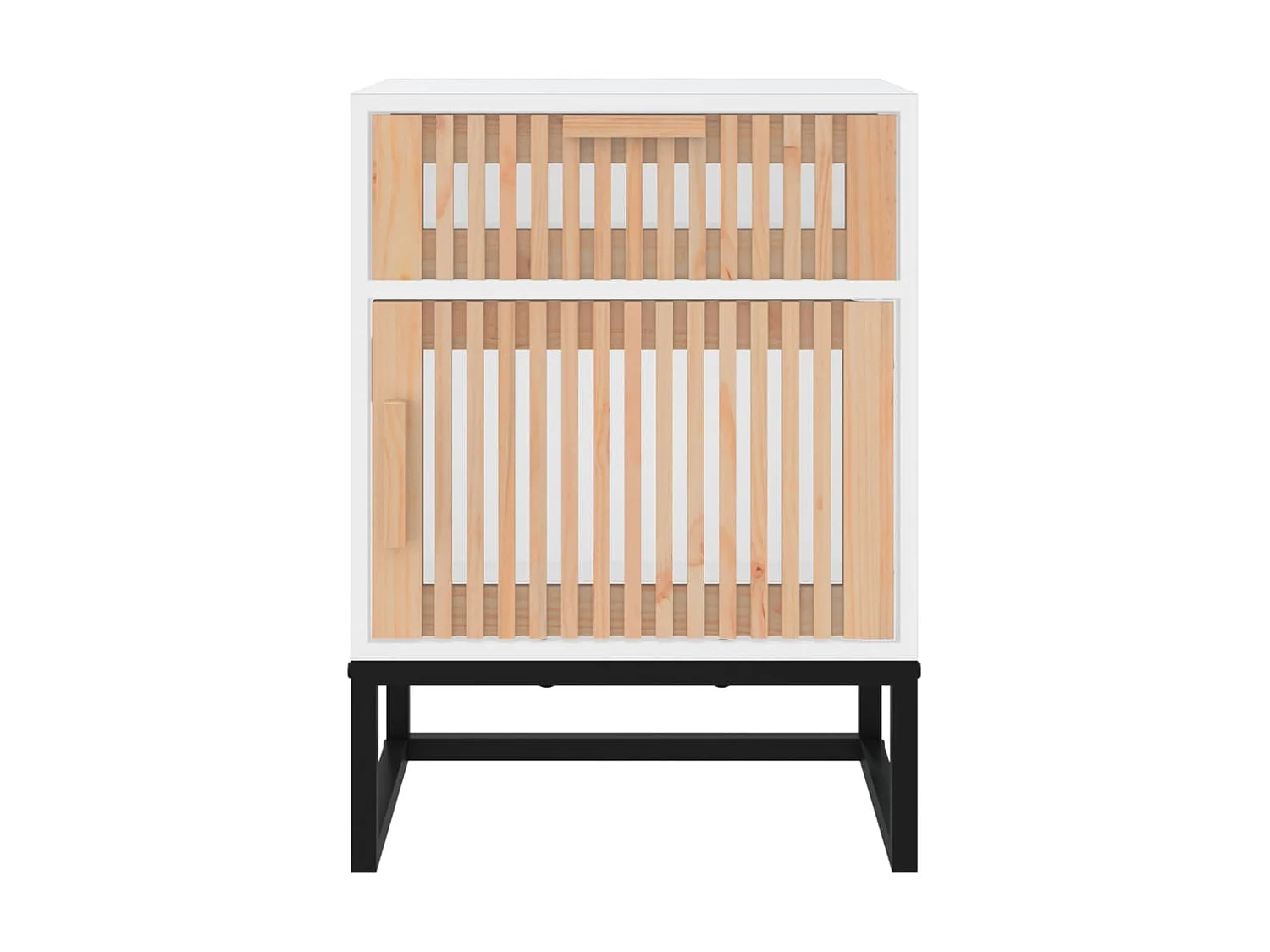 Mesita noche madera y hierro contrachapada blanco 40x30x55,5 cm ES89771