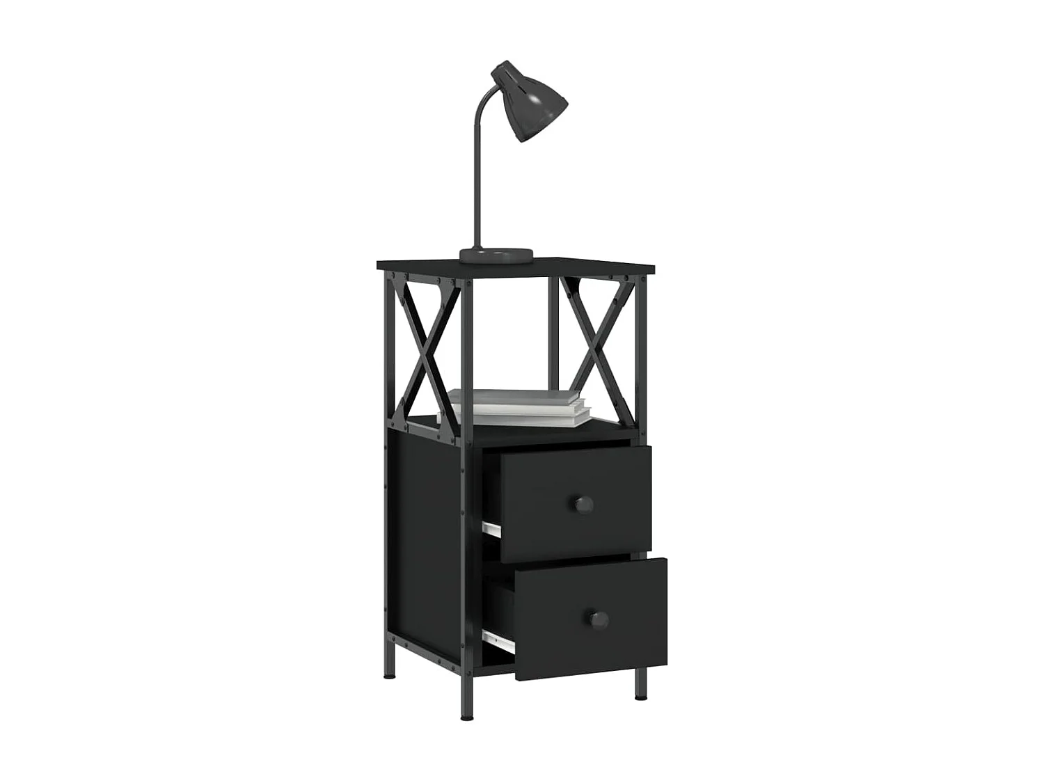 Table de chevet noir 34x35,5x70 cm bois d'ingénierie QPD37074