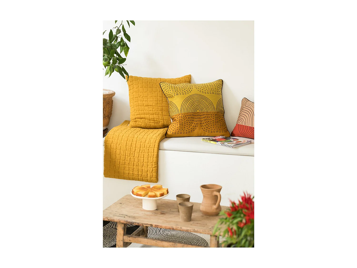 Jeté de lit Swami safran 240 x 260 cm Vivaraise