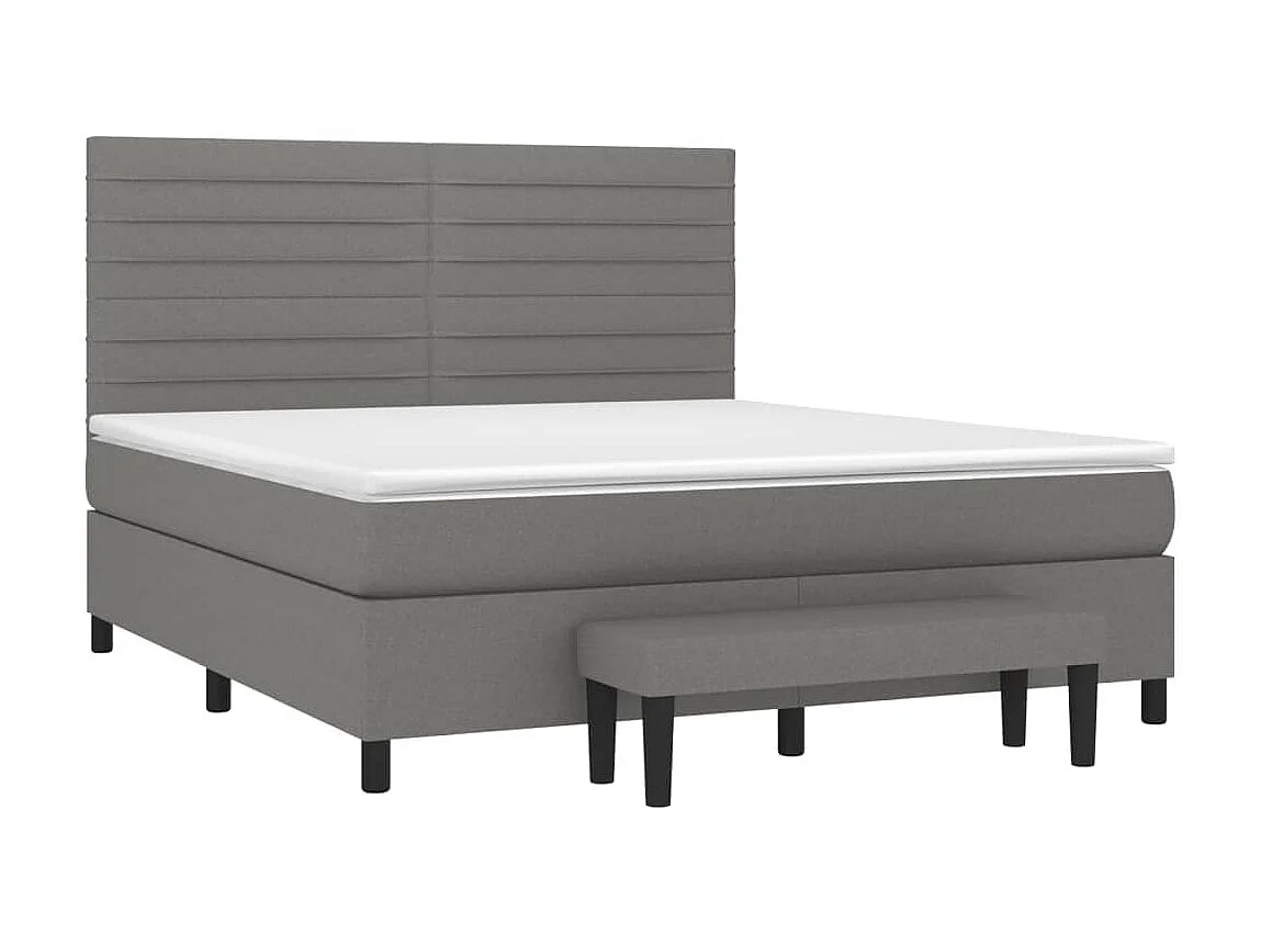 Ensemble complet boxspring - 180x200 cm + sommier tapissier + matelas Gris foncé Tissu SRGW10122