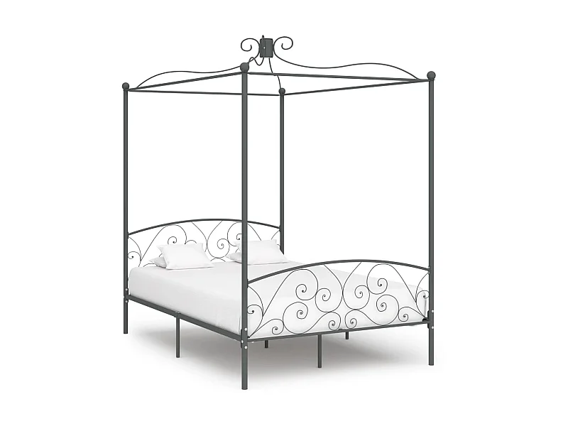 Lit à baldaquin-120 x 200 cm Gris Métal 120 x 200 cm JKF888913