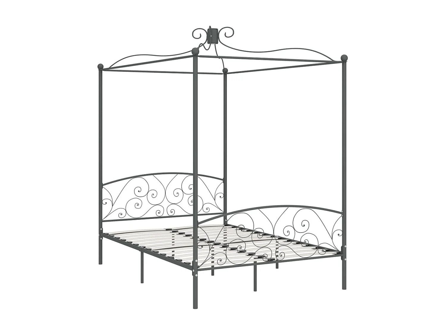 Lit à baldaquin-140 x 200 cm Gris Métal JKF166946