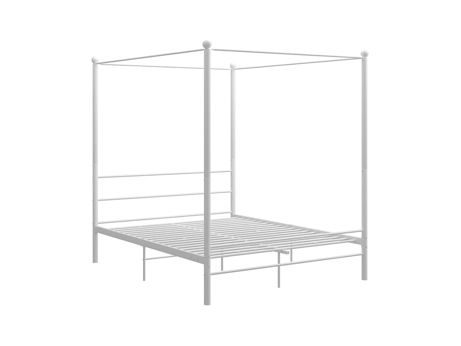 Lit à baldaquin-160 x 200 cm Blanc Métal JKF994974