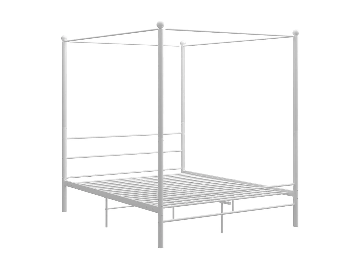 Lit à baldaquin-160 x 200 cm Blanc Métal JKF994974