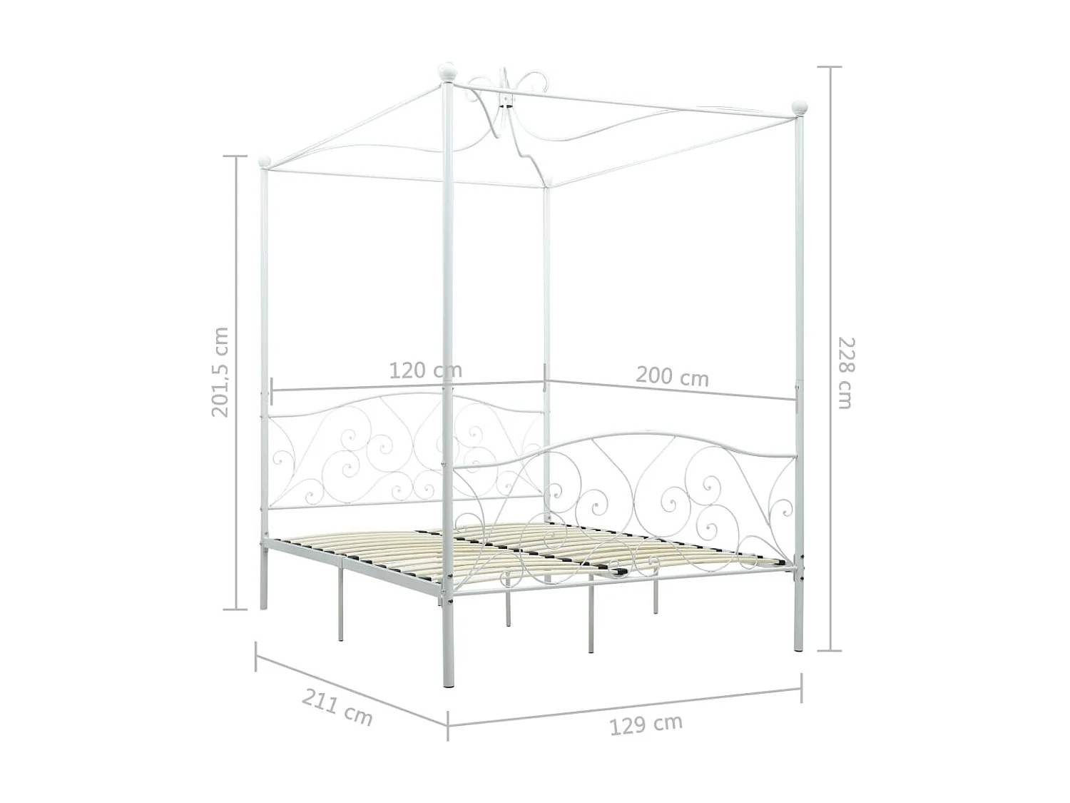 Hemelbedframe metaal wit 120x200 cm NL94029
