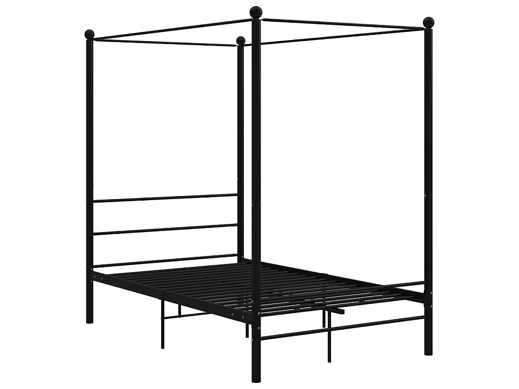 Cama com dossel 120x200 cm metal preto PT754853