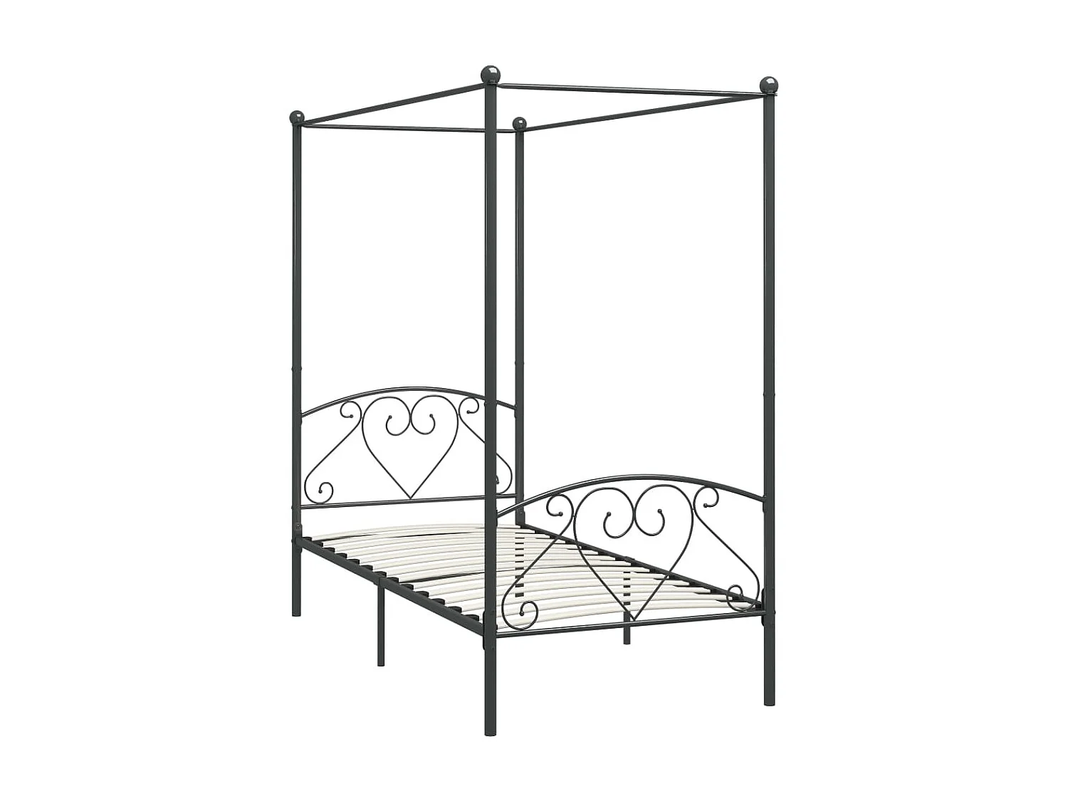 Lit à baldaquin-90 x 200 cm Gris Métal JKF382718