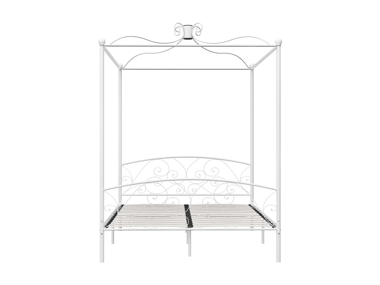 Lit à baldaquin-180 x 200 cm Blanc Métal 180 x 200 cm JKF459317