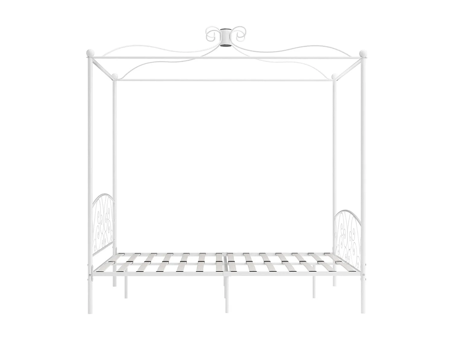 Lit à baldaquin-180 x 200 cm Blanc Métal 180 x 200 cm JKF459317