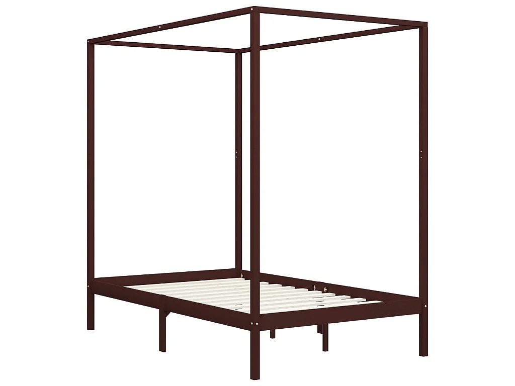 Lit à baldaquin-120 x 200 cm Marron foncé Pin massif 120 x 200 cm JKF101823