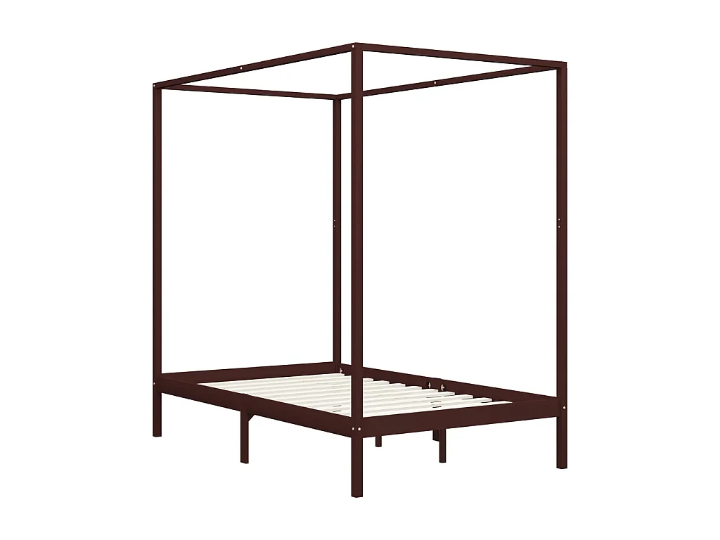 Lit à baldaquin-120 x 200 cm Marron foncé Pin massif 120 x 200 cm JKF101823