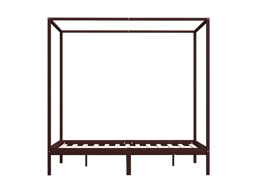 Lit à baldaquin-120 x 200 cm Marron foncé Pin massif 120 x 200 cm JKF101823