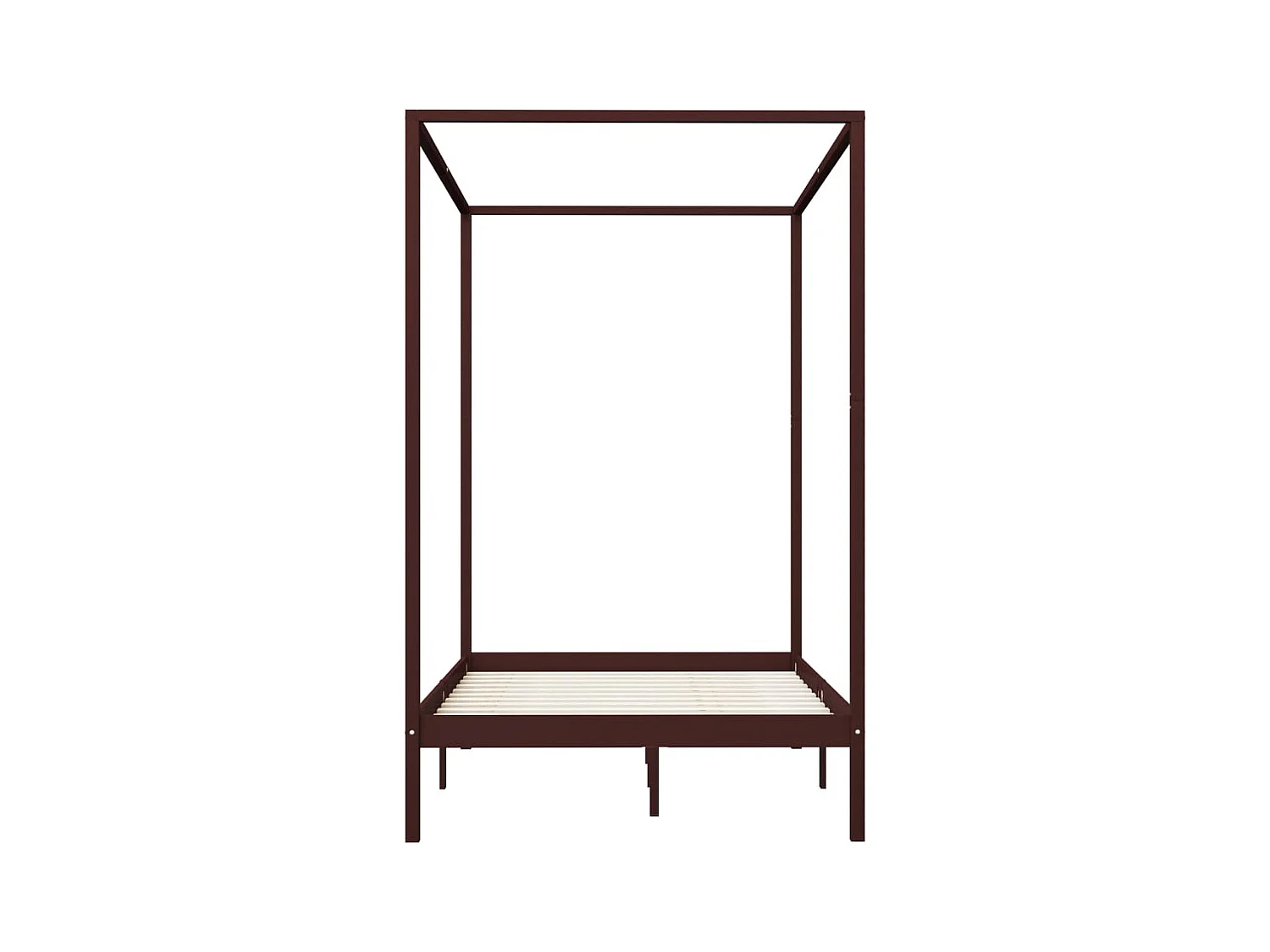 Lit à baldaquin-120 x 200 cm Marron foncé Pin massif 120 x 200 cm JKF101823