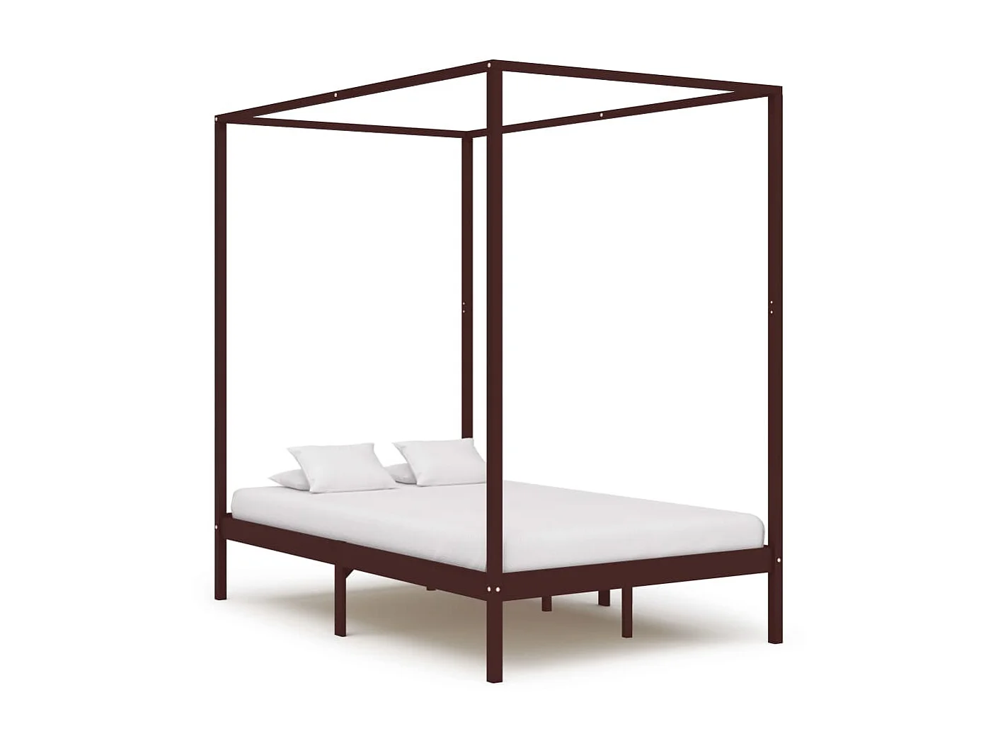 Cama com dossel com toldo 120x200cm pinho maciço castanho-escuro PT503926