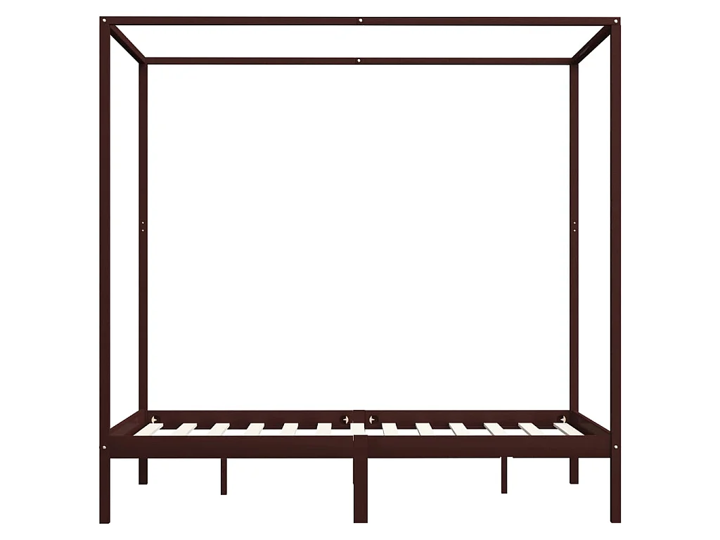 Cama com dossel com toldo 120x200cm pinho maciço castanho-escuro PT503926