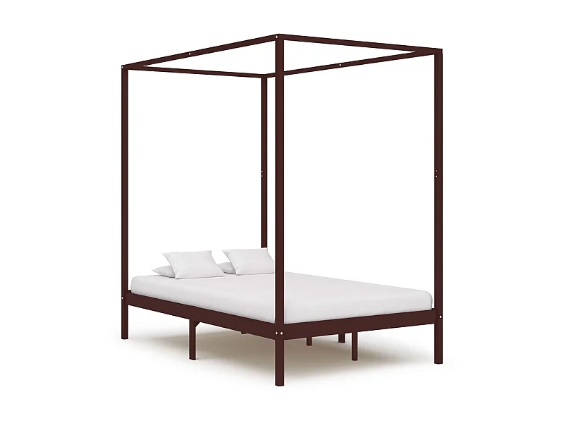 Hemelbedframe massief grenenhout donkerbruin 120x200 cm NL64574