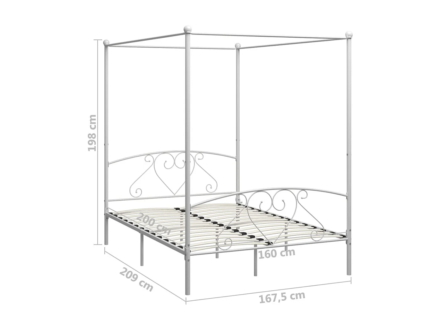 Hemelbedframe metaal wit 160x200 cm NL92335